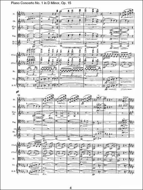 D小调钢琴第一协奏曲, Op.15第一乐章-一-钢琴谱