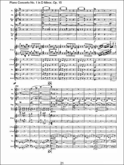D小调钢琴第一协奏曲, Op.15第一乐章-一-钢琴谱