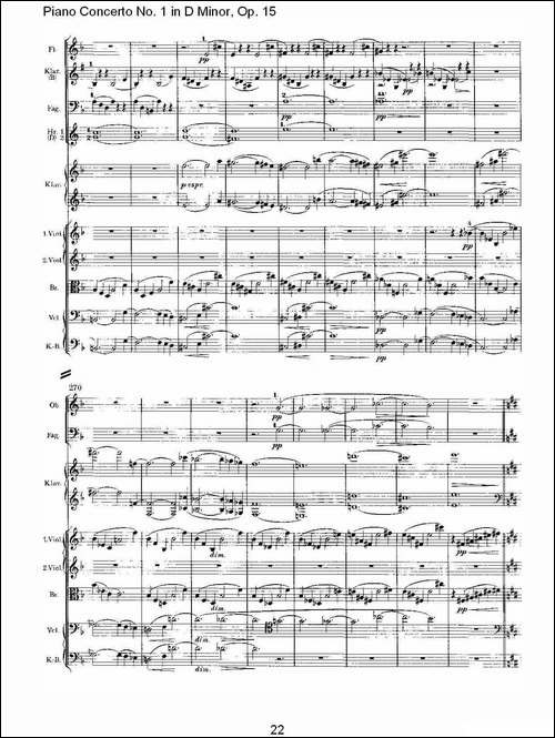 D小调钢琴第一协奏曲, Op.15第一乐章-一-钢琴谱