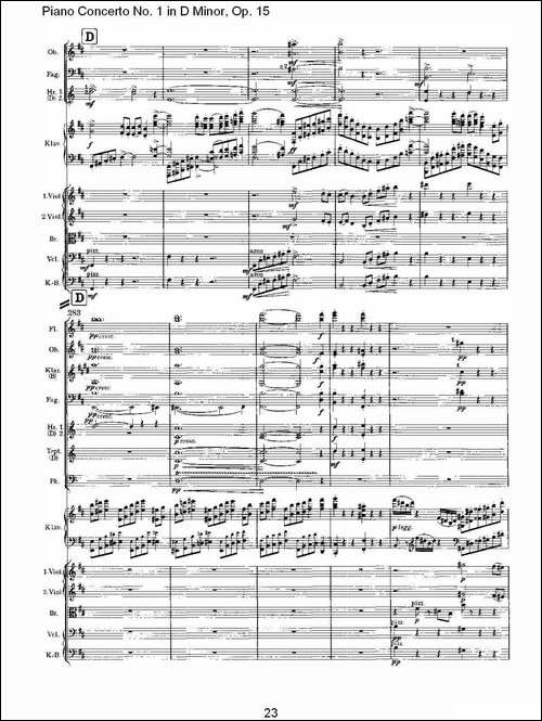 D小调钢琴第一协奏曲, Op.15第一乐章-一-钢琴谱