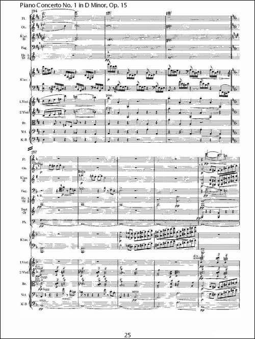 D小调钢琴第一协奏曲, Op.15第一乐章-一-钢琴谱