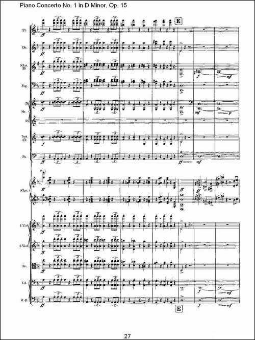 D小调钢琴第一协奏曲, Op.15第一乐章-一-钢琴谱