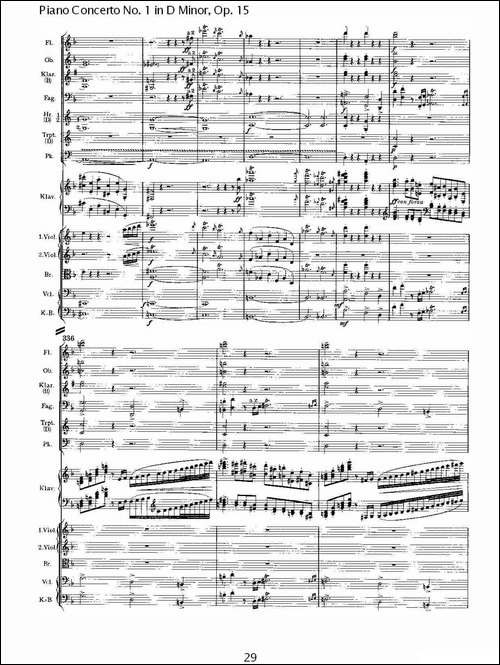 D小调钢琴第一协奏曲, Op.15第一乐章-一-钢琴谱