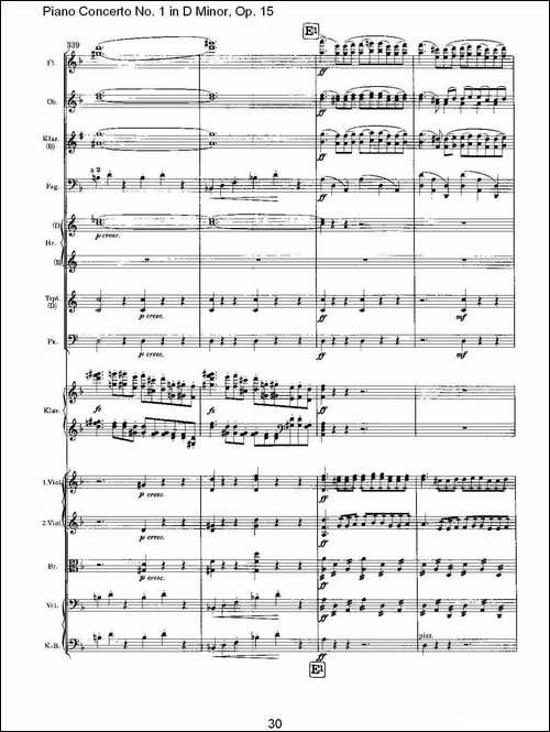 D小调钢琴第一协奏曲, Op.15第一乐章-一-钢琴谱