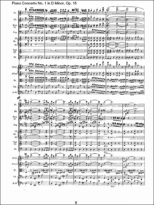 D小调钢琴第一协奏曲, Op.15第一乐章-一-钢琴谱
