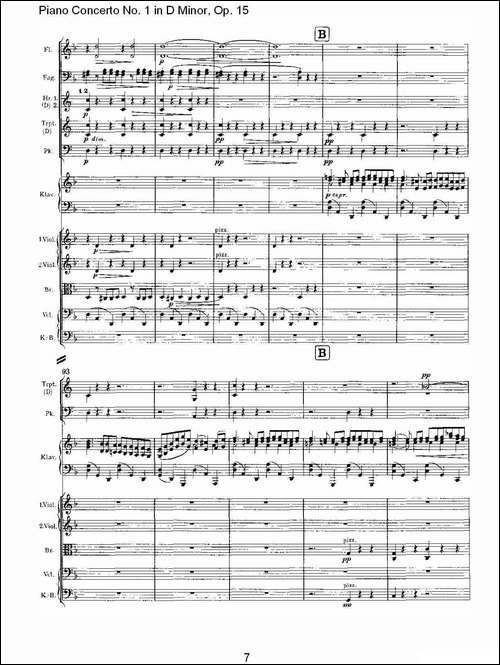 D小调钢琴第一协奏曲, Op.15第一乐章-一-钢琴谱