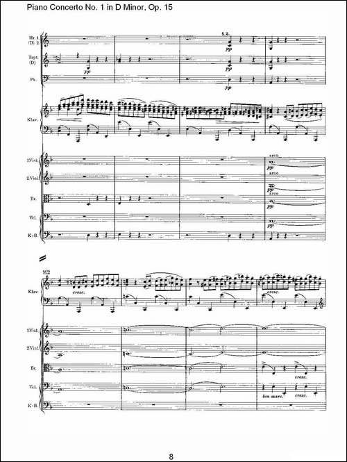 D小调钢琴第一协奏曲, Op.15第一乐章-一-钢琴谱