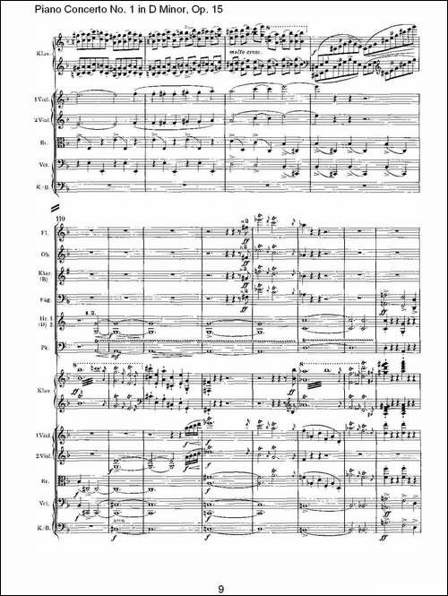 D小调钢琴第一协奏曲, Op.15第一乐章-一-钢琴谱
