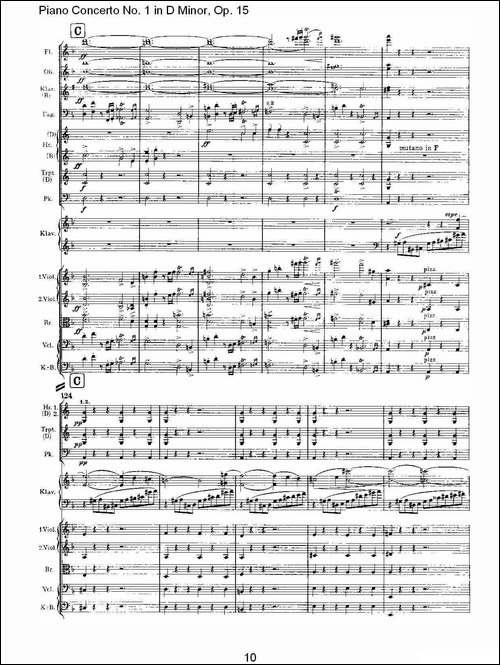 D小调钢琴第一协奏曲, Op.15第一乐章-一-钢琴谱