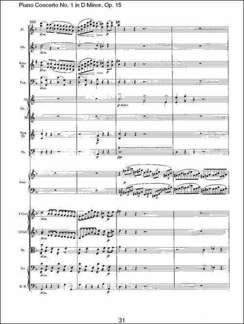 D小调钢琴第一协奏曲, Op.15第一乐章-二-钢琴谱