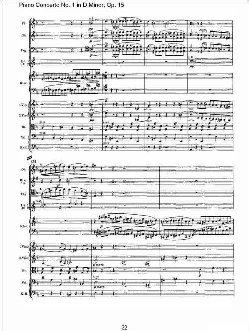 D小调钢琴第一协奏曲, Op.15第一乐章-二-钢琴谱