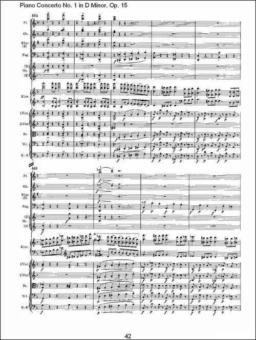 D小调钢琴第一协奏曲, Op.15第一乐章-二-钢琴谱