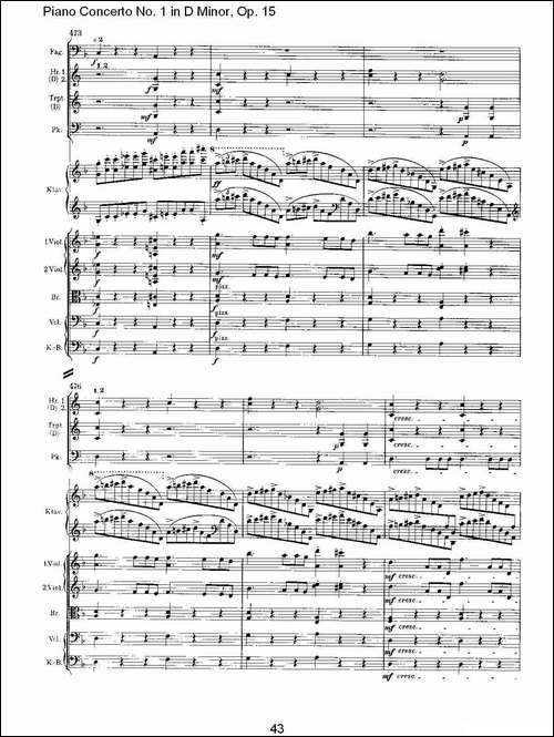 D小调钢琴第一协奏曲, Op.15第一乐章-二-钢琴谱
