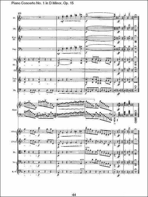 D小调钢琴第一协奏曲, Op.15第一乐章-二-钢琴谱