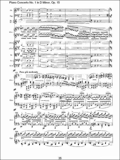 D小调钢琴第一协奏曲, Op.15第一乐章-二-钢琴谱