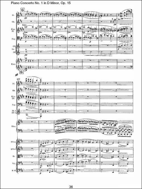 D小调钢琴第一协奏曲, Op.15第一乐章-二-钢琴谱