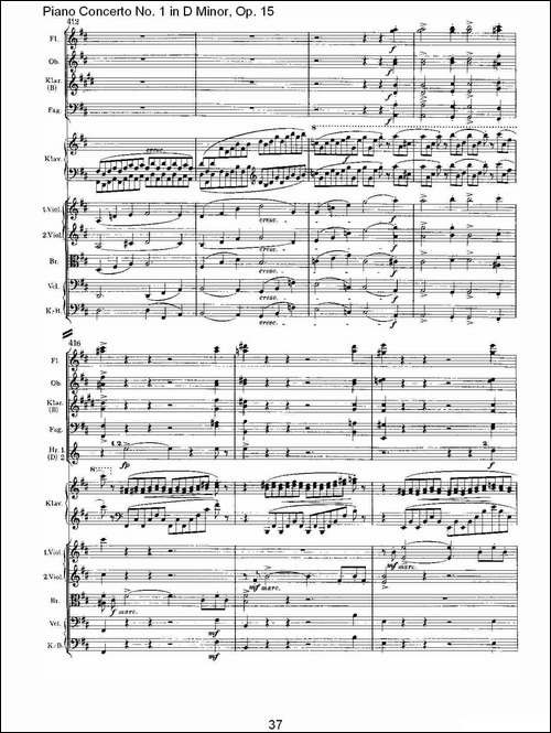 D小调钢琴第一协奏曲, Op.15第一乐章-二-钢琴谱