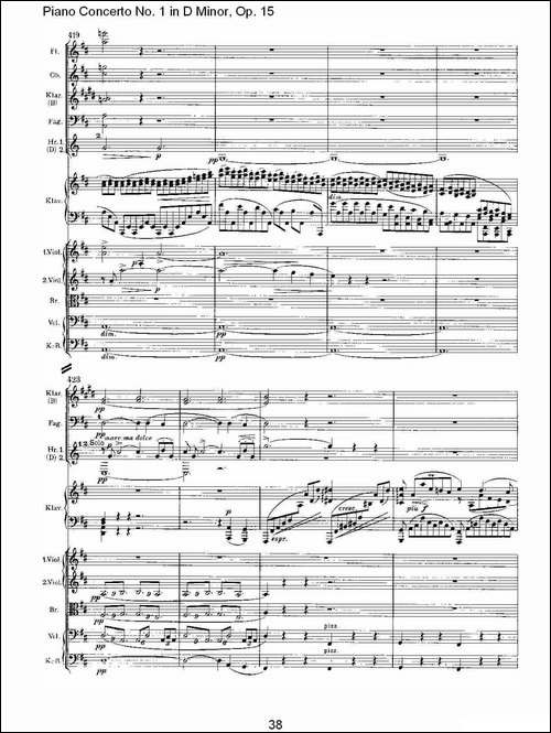 D小调钢琴第一协奏曲, Op.15第一乐章-二-钢琴谱
