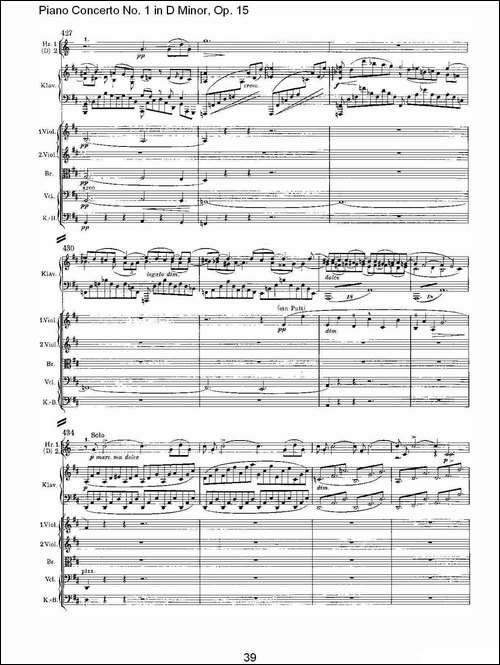 D小调钢琴第一协奏曲, Op.15第一乐章-二-钢琴谱