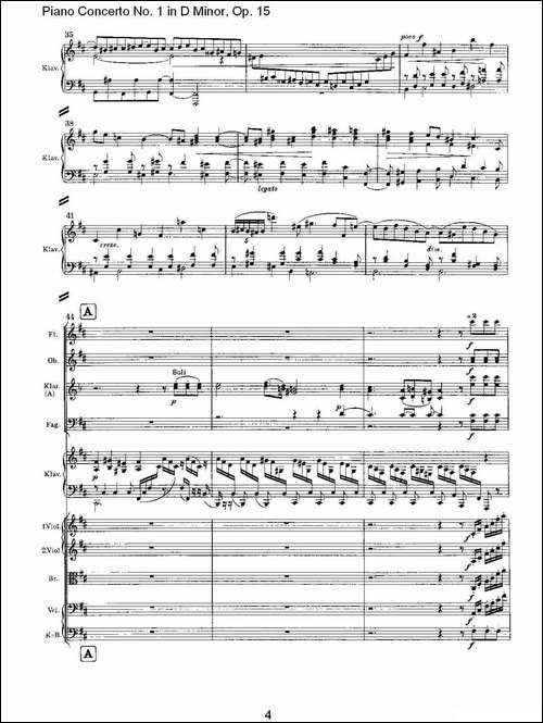 D小调钢琴第一协奏曲, Op.15第二乐章-钢琴谱