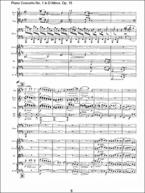 D小调钢琴第一协奏曲, Op.15第二乐章-钢琴谱