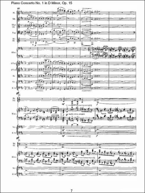 D小调钢琴第一协奏曲, Op.15第二乐章-钢琴谱