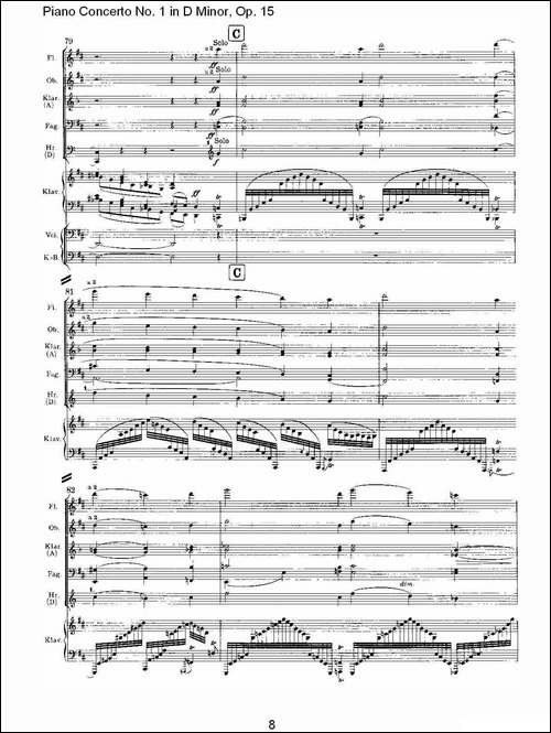 D小调钢琴第一协奏曲, Op.15第二乐章-钢琴谱