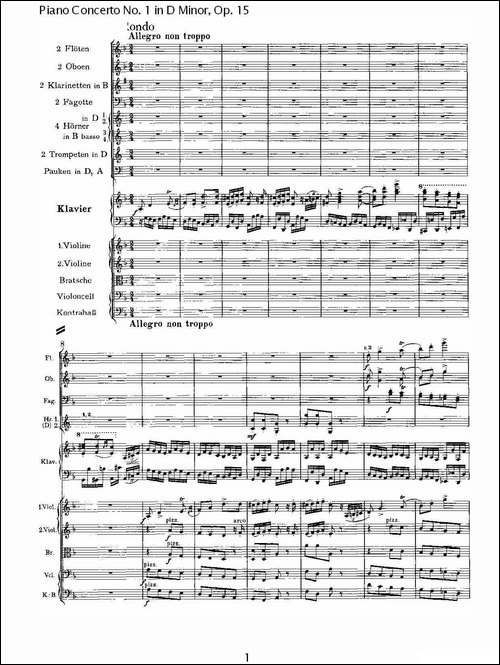 D小调钢琴第一协奏曲, Op.15第三乐章-一-钢琴谱