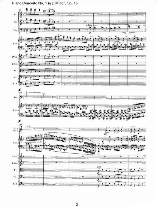D小调钢琴第一协奏曲, Op.15第三乐章-一-钢琴谱