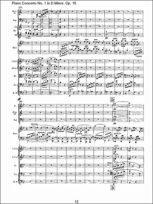 D小调钢琴第一协奏曲, Op.15第三乐章-一-钢琴谱