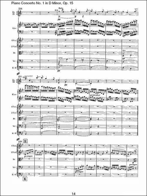 D小调钢琴第一协奏曲, Op.15第三乐章-一-钢琴谱