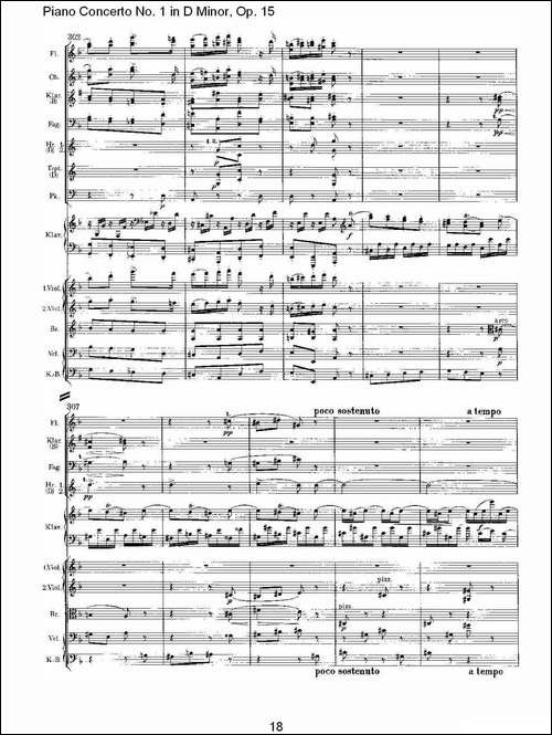D小调钢琴第一协奏曲, Op.15第三乐章-一-钢琴谱