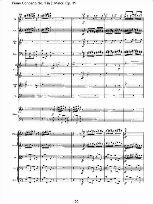 D小调钢琴第一协奏曲, Op.15第三乐章-一-钢琴谱