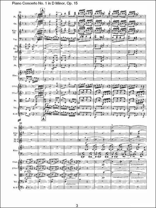 D小调钢琴第一协奏曲, Op.15第三乐章-一-钢琴谱