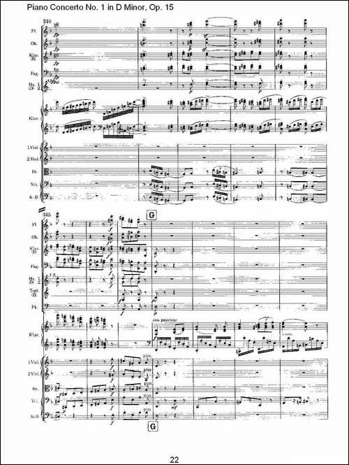 D小调钢琴第一协奏曲, Op.15第三乐章-一-钢琴谱