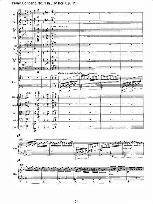 D小调钢琴第一协奏曲, Op.15第三乐章-一-钢琴谱