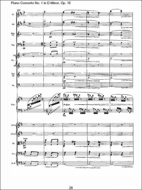 D小调钢琴第一协奏曲, Op.15第三乐章-一-钢琴谱