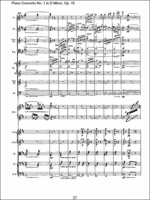 D小调钢琴第一协奏曲, Op.15第三乐章-一-钢琴谱