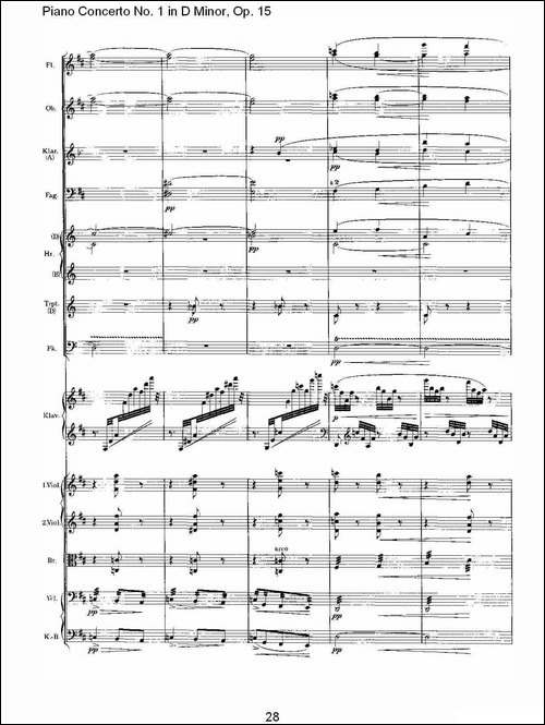 D小调钢琴第一协奏曲, Op.15第三乐章-一-钢琴谱
