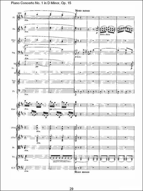 D小调钢琴第一协奏曲, Op.15第三乐章-一-钢琴谱