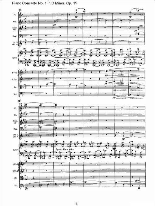 D小调钢琴第一协奏曲, Op.15第三乐章-一-钢琴谱
