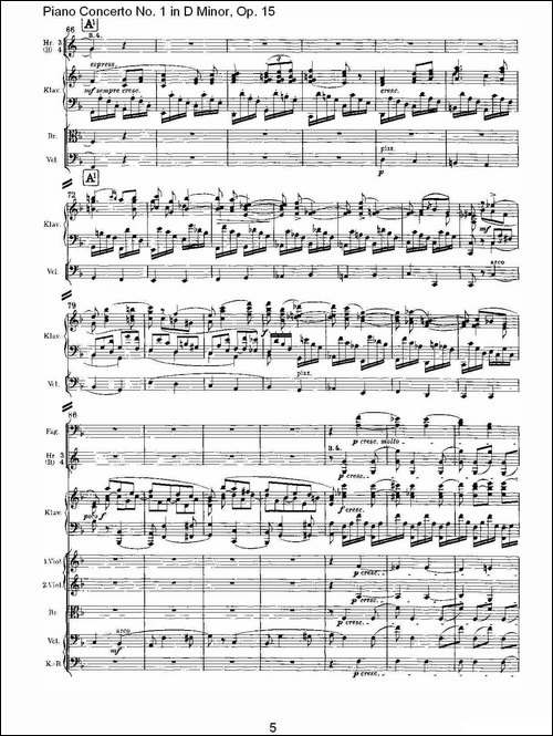 D小调钢琴第一协奏曲, Op.15第三乐章-一-钢琴谱