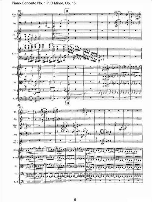 D小调钢琴第一协奏曲, Op.15第三乐章-一-钢琴谱