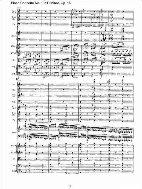 D小调钢琴第一协奏曲, Op.15第三乐章-一-钢琴谱