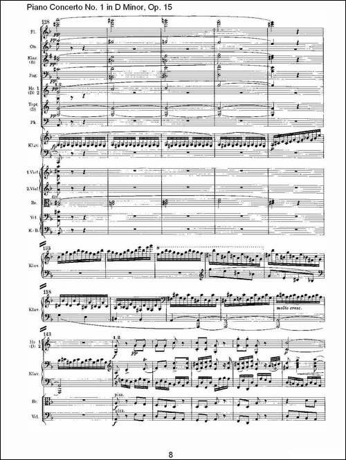 D小调钢琴第一协奏曲, Op.15第三乐章-一-钢琴谱