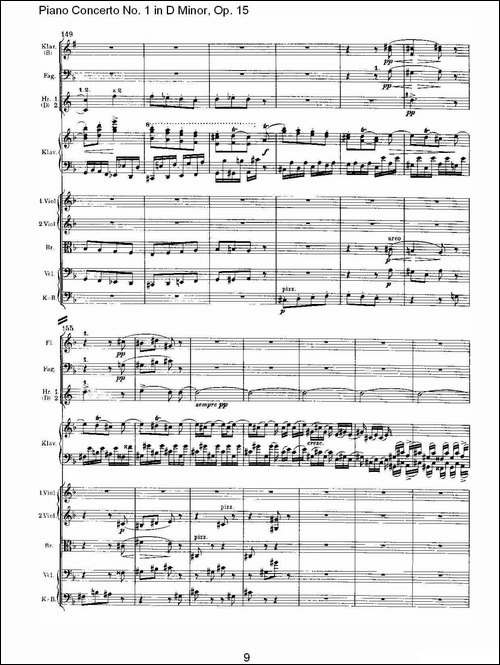 D小调钢琴第一协奏曲, Op.15第三乐章-一-钢琴谱
