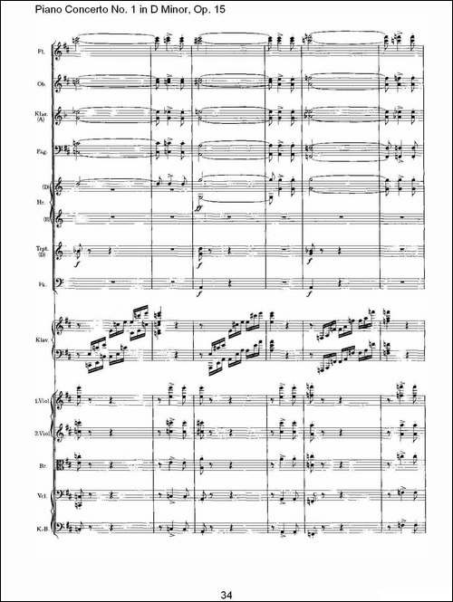 D小调钢琴第一协奏曲, Op.15第三乐章-二-钢琴谱