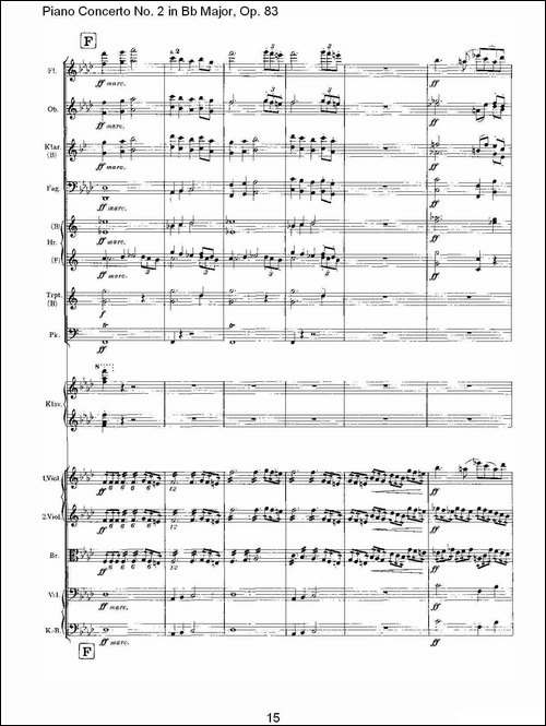 Bb大调钢琴第二协奏曲, Op.83第一乐章-一-钢琴谱