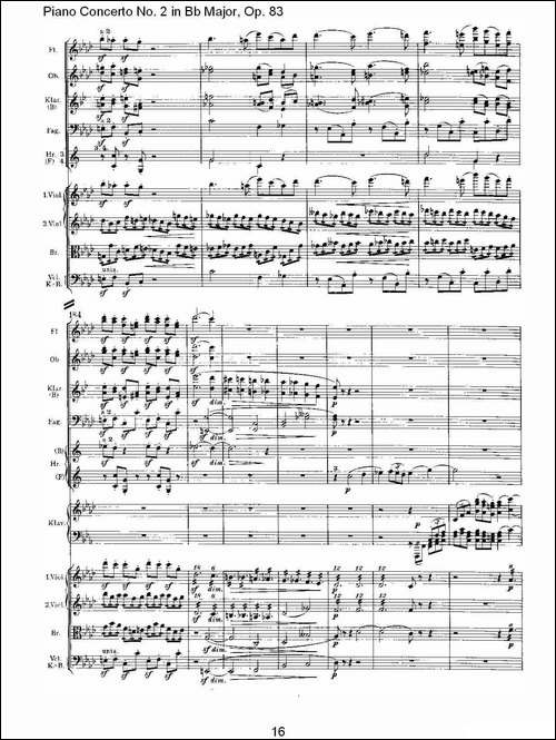 Bb大调钢琴第二协奏曲, Op.83第一乐章-一-钢琴谱