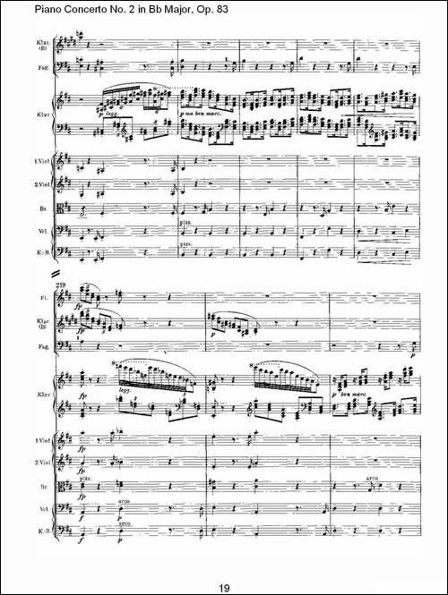 Bb大调钢琴第二协奏曲, Op.83第一乐章-一-钢琴谱